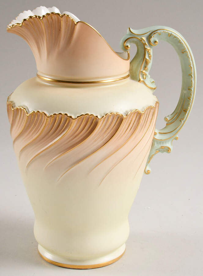 Blush Ivory Ware Pitcher - 1895 - No Box by Royal Worcester-1