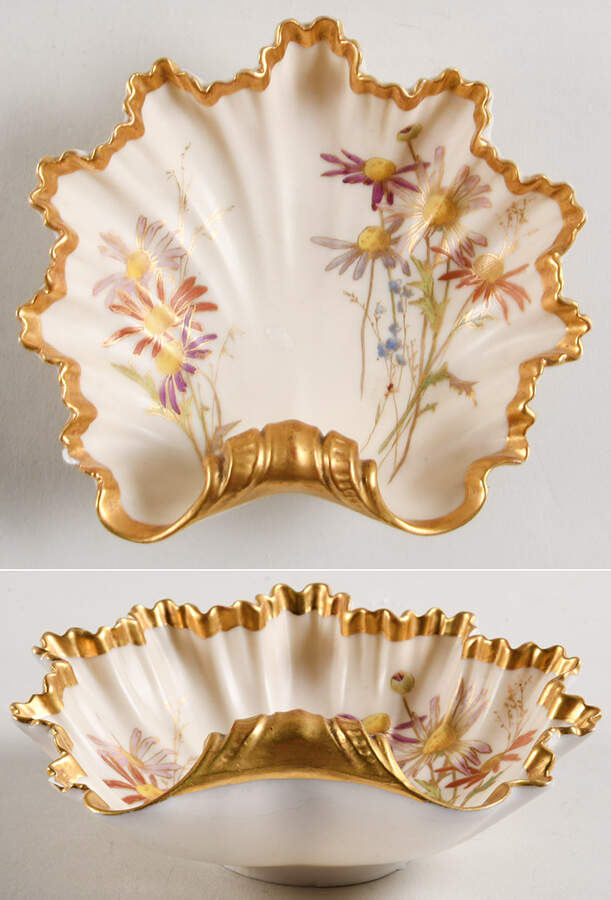 Blush Ivory Ware Shell Bowl-1892 - No Box by Royal Worcester-1
