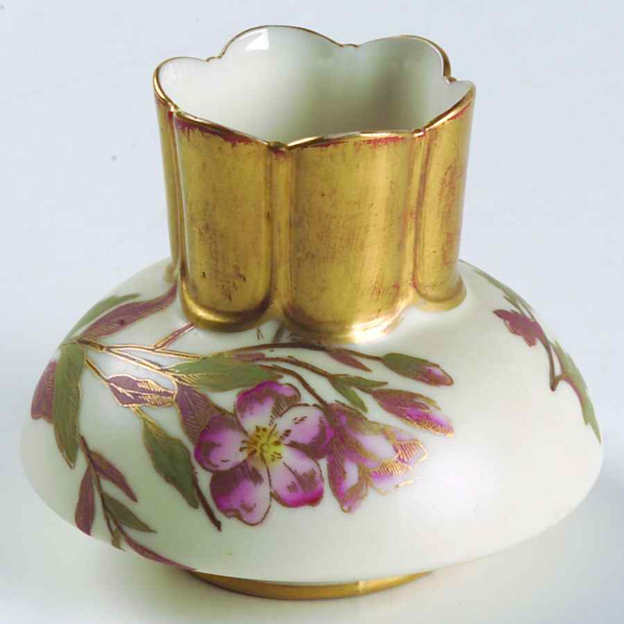 Blush Ivory Ware 1883 Violet Vase-Painter Anthea Bills  - No Box by Royal Worcester-1