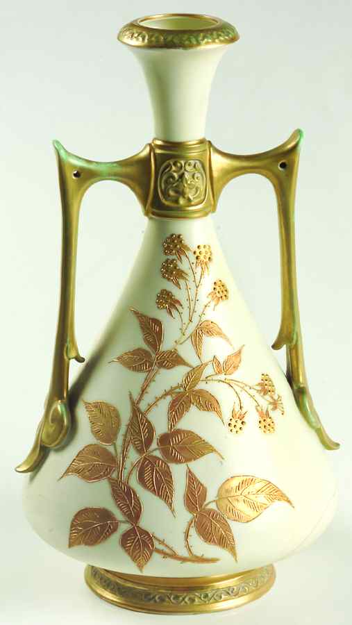 Blush Ivory Ware 1884 Large Two Handled Vase-As Is - No Box by Royal Worcester-1