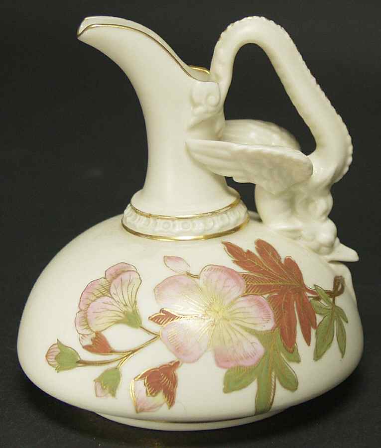 Blush Ivory Ware Flat Dragon Handled Ewer - No Box by Royal Worcester-1