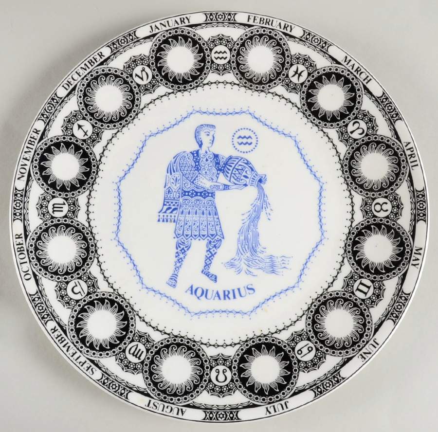 Zodiac Birthday Plates Aquarius - With Box by Royal Doulton-1