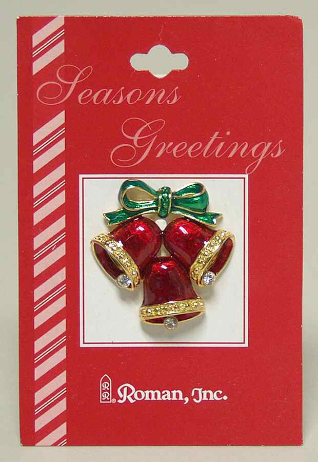 Roman Christmas Jewelry Bells With Green Ribbon - No Box by Roman-1