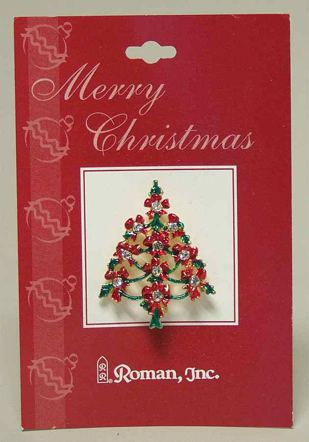 Roman Christmas Jewelry Tree Pin-Red Bows - No Box by Roman-1