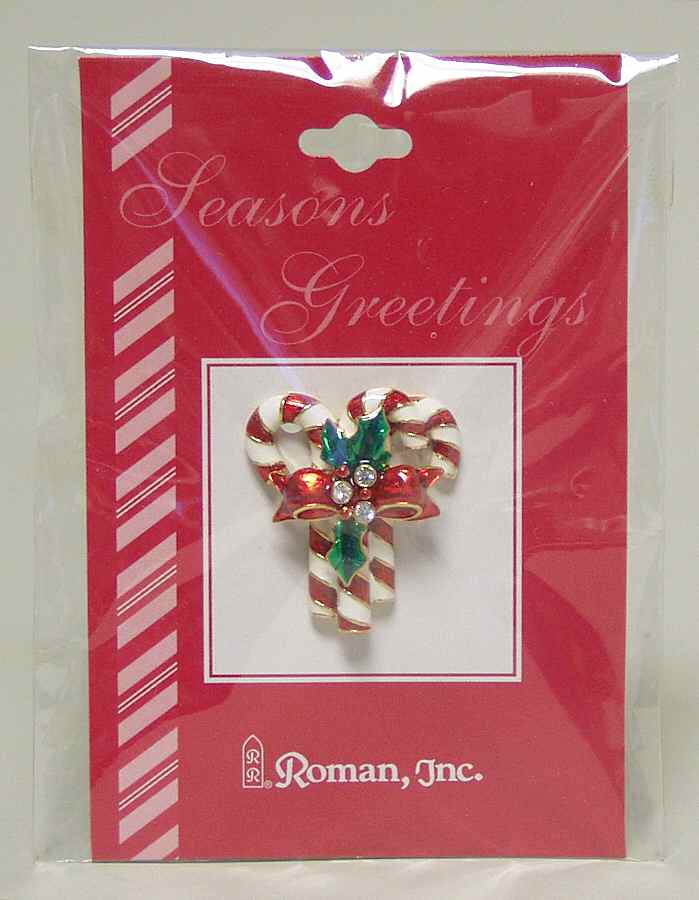 Roman Christmas Jewelry Candy Cane Pin - No Box by Roman-1