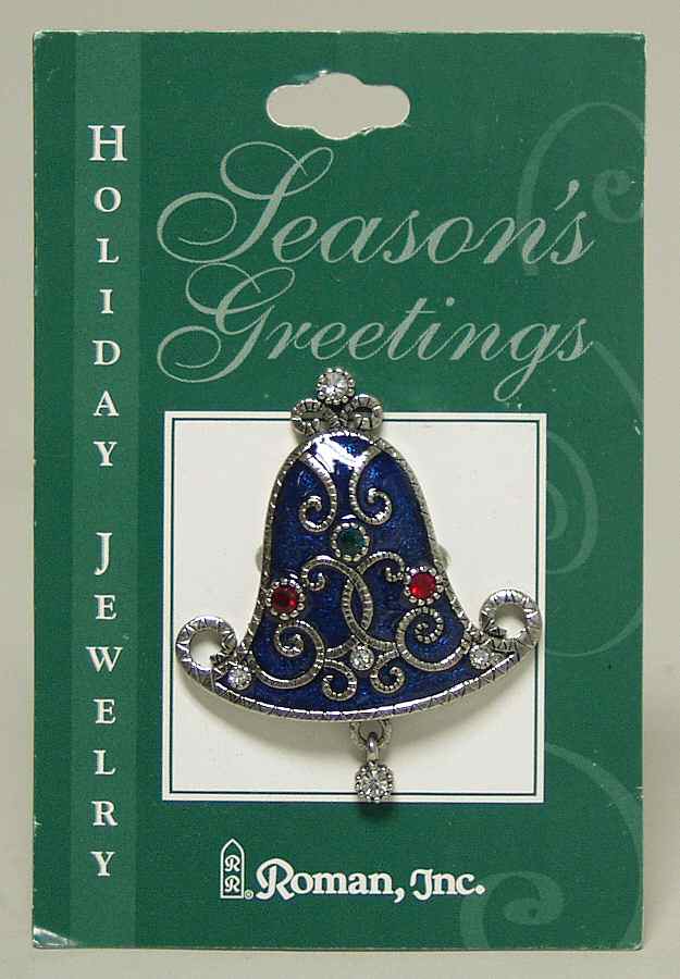 Roman Christmas Jewelry Enamel Bell Pin - No Box by Roman-1