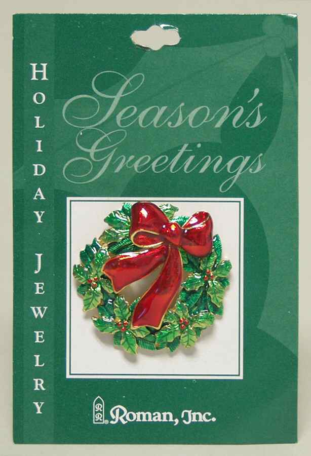 Roman Christmas Jewelry Wreath Pin - No Box by Roman-1