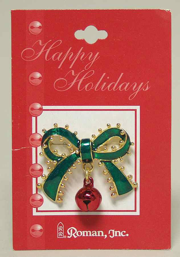 Roman Christmas Jewelry Bow With Jingle Pin - No Box by Roman-1