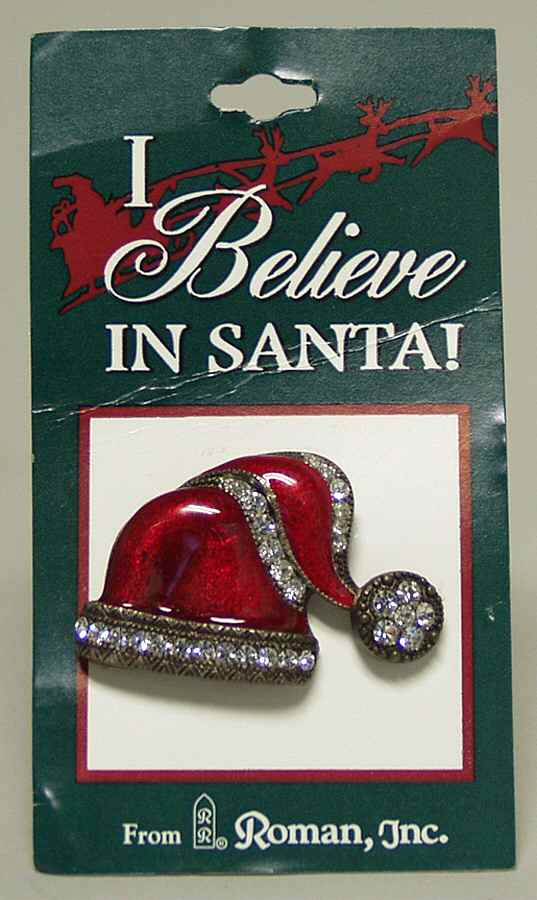 Roman Christmas Jewelry I Believe In Santa-Hat Pin - No Box by Roman-1