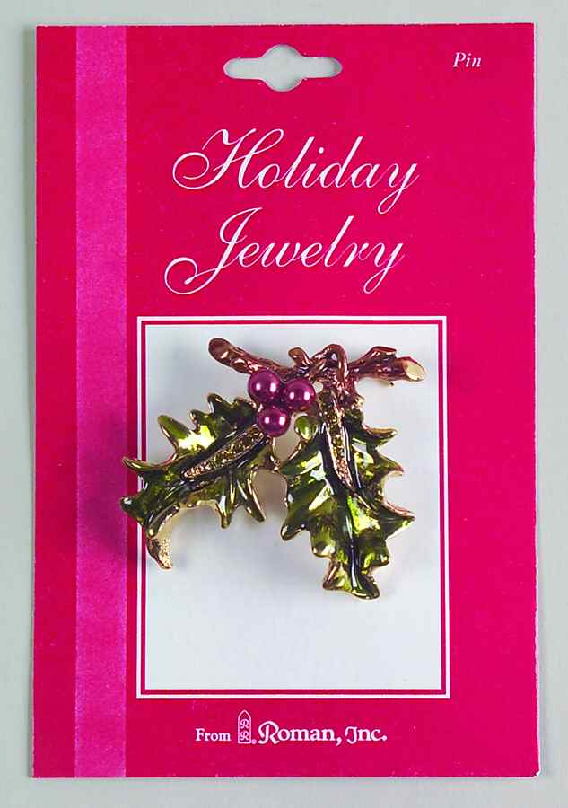 Roman Christmas Jewelry Holly & Berry Pin - No Box by Roman-1