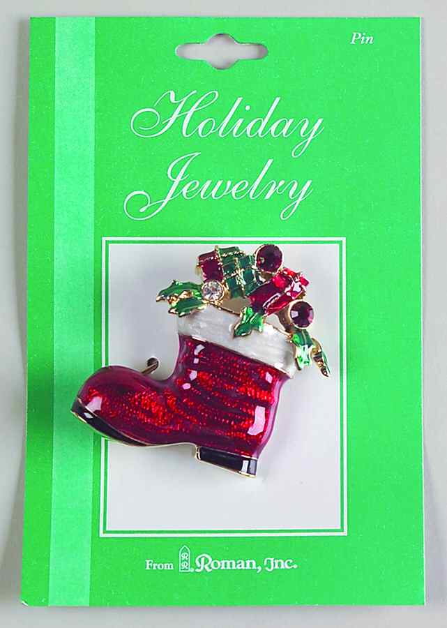 Roman Christmas Jewelry Santa Boot Pin - No Box by Roman-1