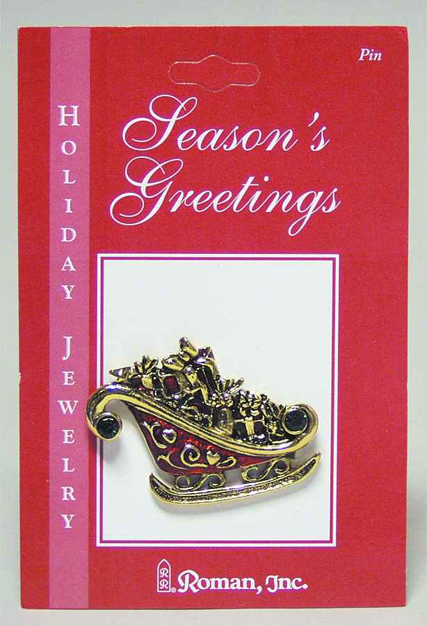 Roman Christmas Jewelry Victorian Sleigh Pin - No Box by Roman-1