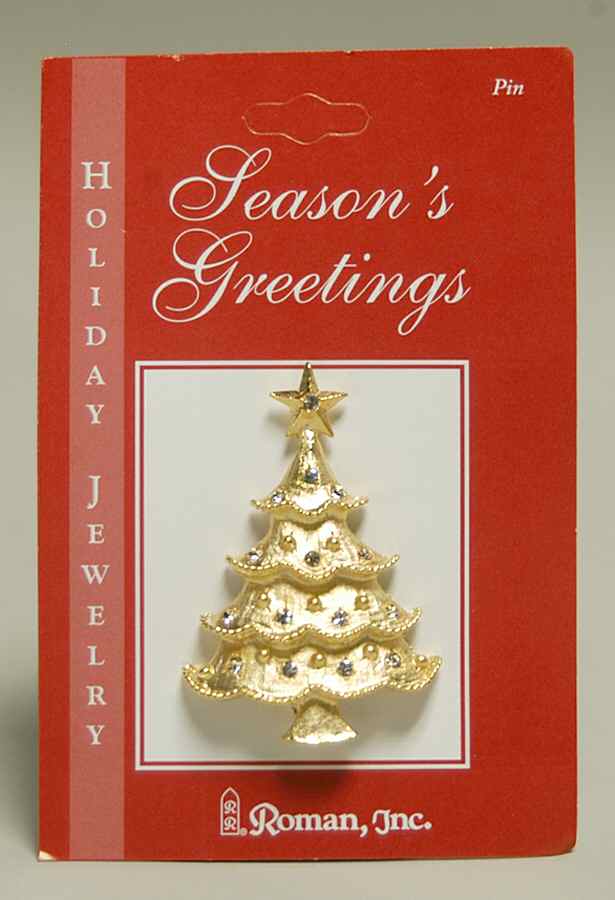 Roman Christmas Jewelry Jeweled Tree Pin-Inset Jewels - No Box by Roman-1