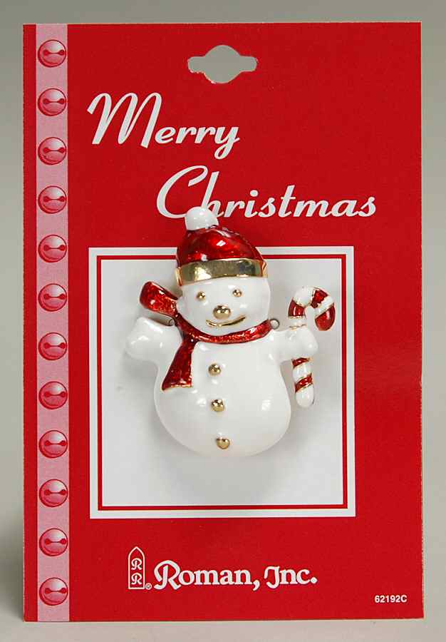 Roman Christmas Jewelry Snowman With Candy Cane - No Box by Roman-1