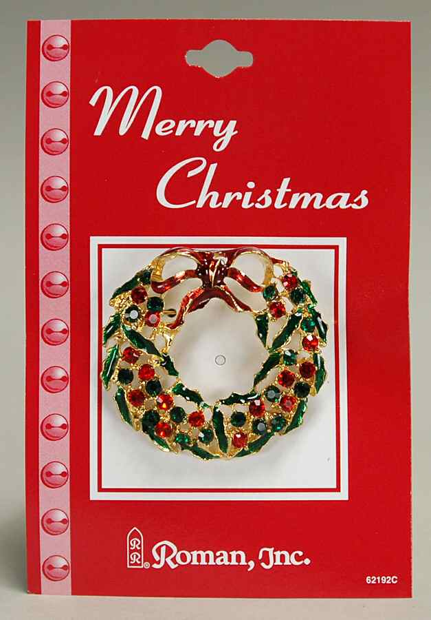 Roman Christmas Jewelry Wreath With Red Ribbon - No Box by Roman-1