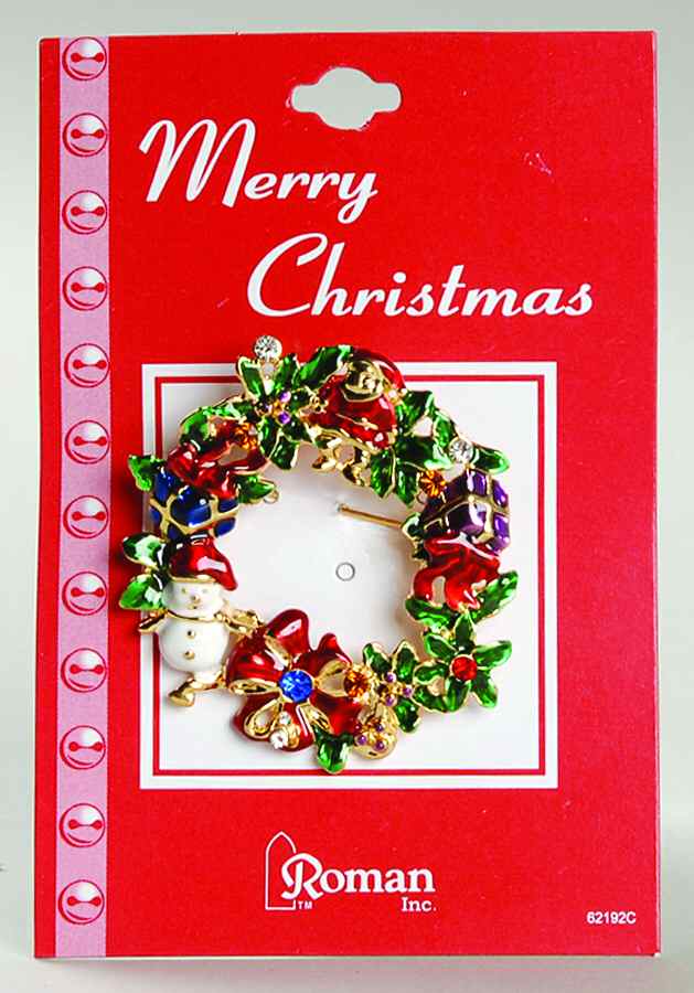 Roman Christmas Jewelry Wreath With Santa Snowman & Gifts - No Box by Roman-1