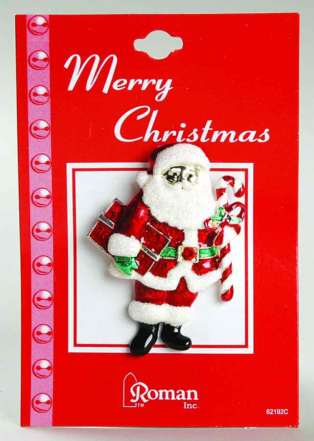 Roman Christmas Jewelry Santa With Candy Cane - No Box by Roman-1