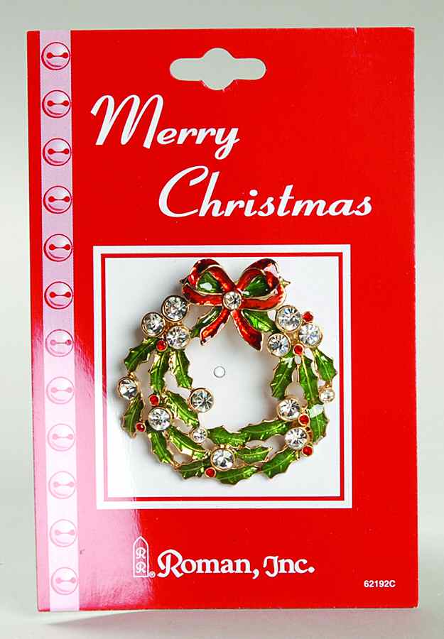 Roman Christmas Jewelry Holly Wreath-Jeweled - No Box by Roman-1
