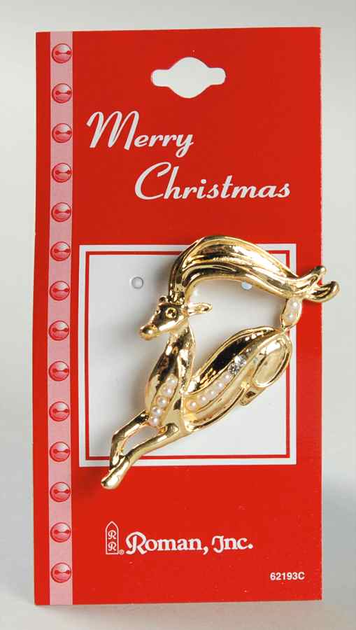 Roman Christmas Jewelry Leaping Deer Pin-Small - No Box by Roman-1