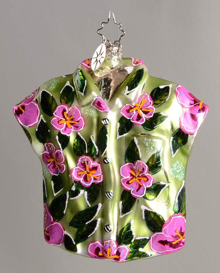 2005 Christopher Radko Ornaments Hawaiian Coolers-Green W/ Pink Flowers - No Box by Christopher Radko-1