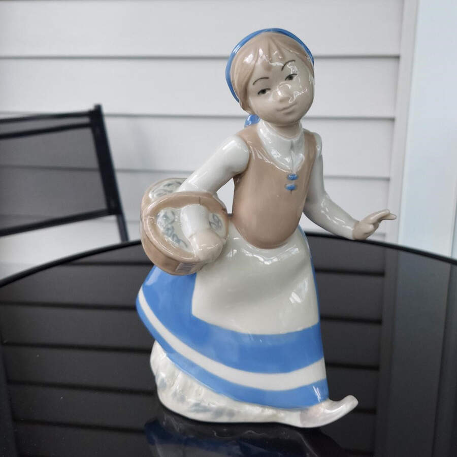 Rex Porcelain Figurine Girl With Basket - No Box by Rex Porcelain-1