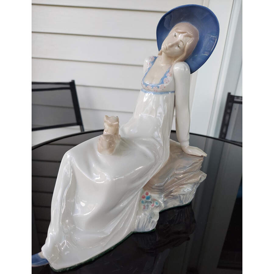 Rex Porcelain Figurine Woman With Dog - No Box by Rex Porcelain-1