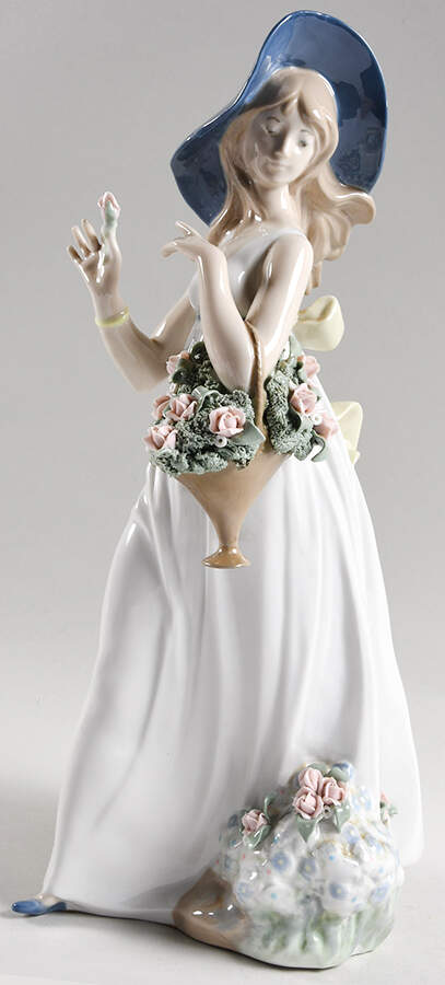 Rex Porcelain Figurine Woman With Flower Basket - No Box by Rex Porcelain-1