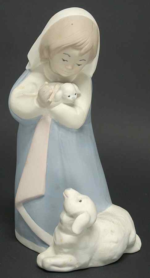 Rex Porcelain Figurine Girl With Sheep & Lamb - No Box by Rex Porcelain-1