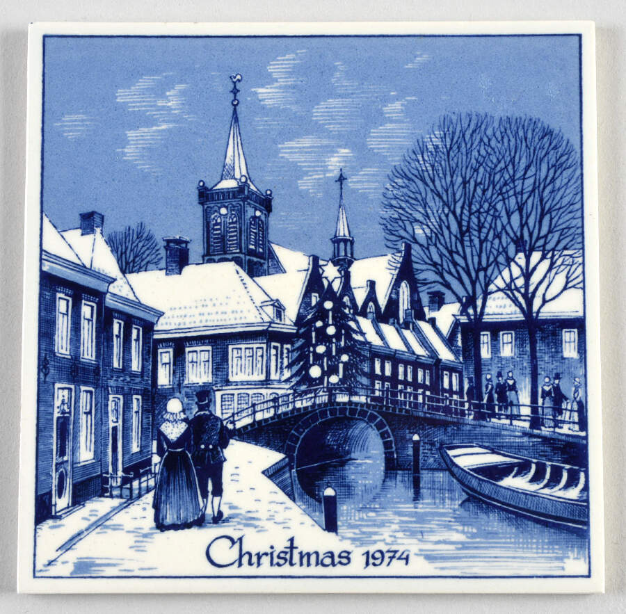 Royal Delft Christmas Tile 1974 - Boxed by Royal Delft-1