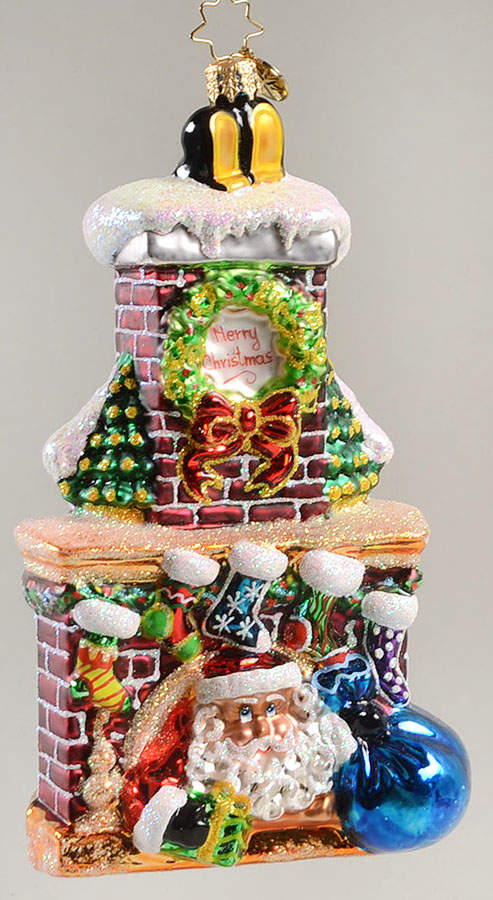 2010 Christopher Radko Ornaments Claus For Concern-Santa In Fireplace - No Box by Christopher Radko-1