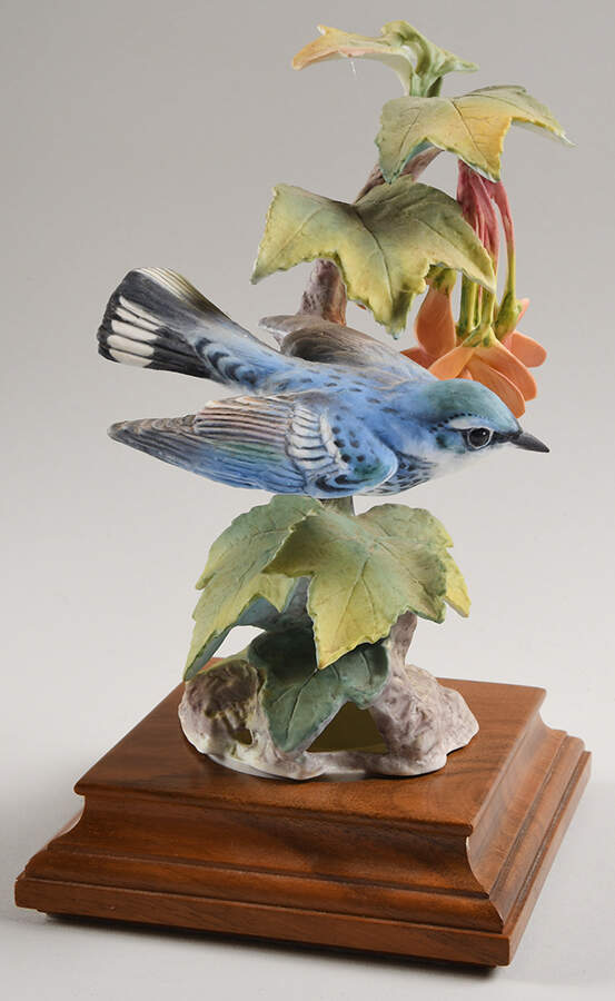 Doughty American Birds Cock-Cerulean Warbler & Red Maple - No Box by Royal Worcester-1