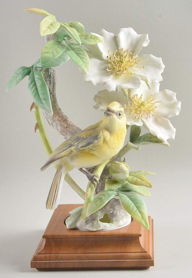 Doughty American Birds Hen-Hooded Warbler & Cherokee Rose - No Box by Royal Worcester-1