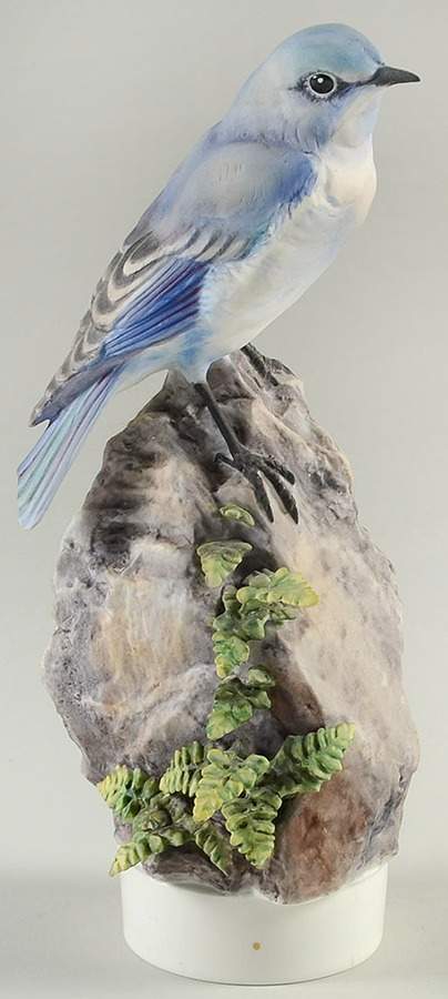 Doughty American Birds Cock-Mountain Bluebird & Spleenwort Nige - No Box Nb91a by Royal Worcester-1