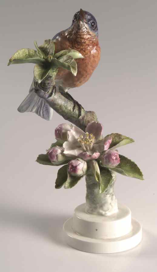 Doughty American Birds Cock-Bluebird & Apple Blossom - No Box by Royal Worcester-1