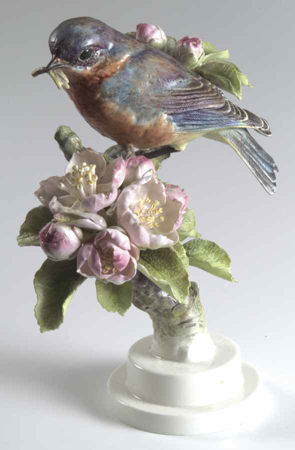 Doughty American Birds Hen-Bluebird & Apple Blossom - No Box by Royal Worcester-1