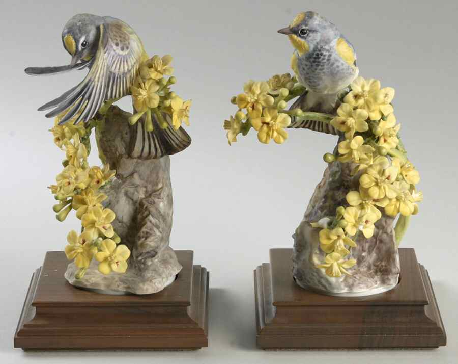 Doughty American Birds Audubon Warblers & Palo Verdi-Pair - Boxed by Royal Worcester-1