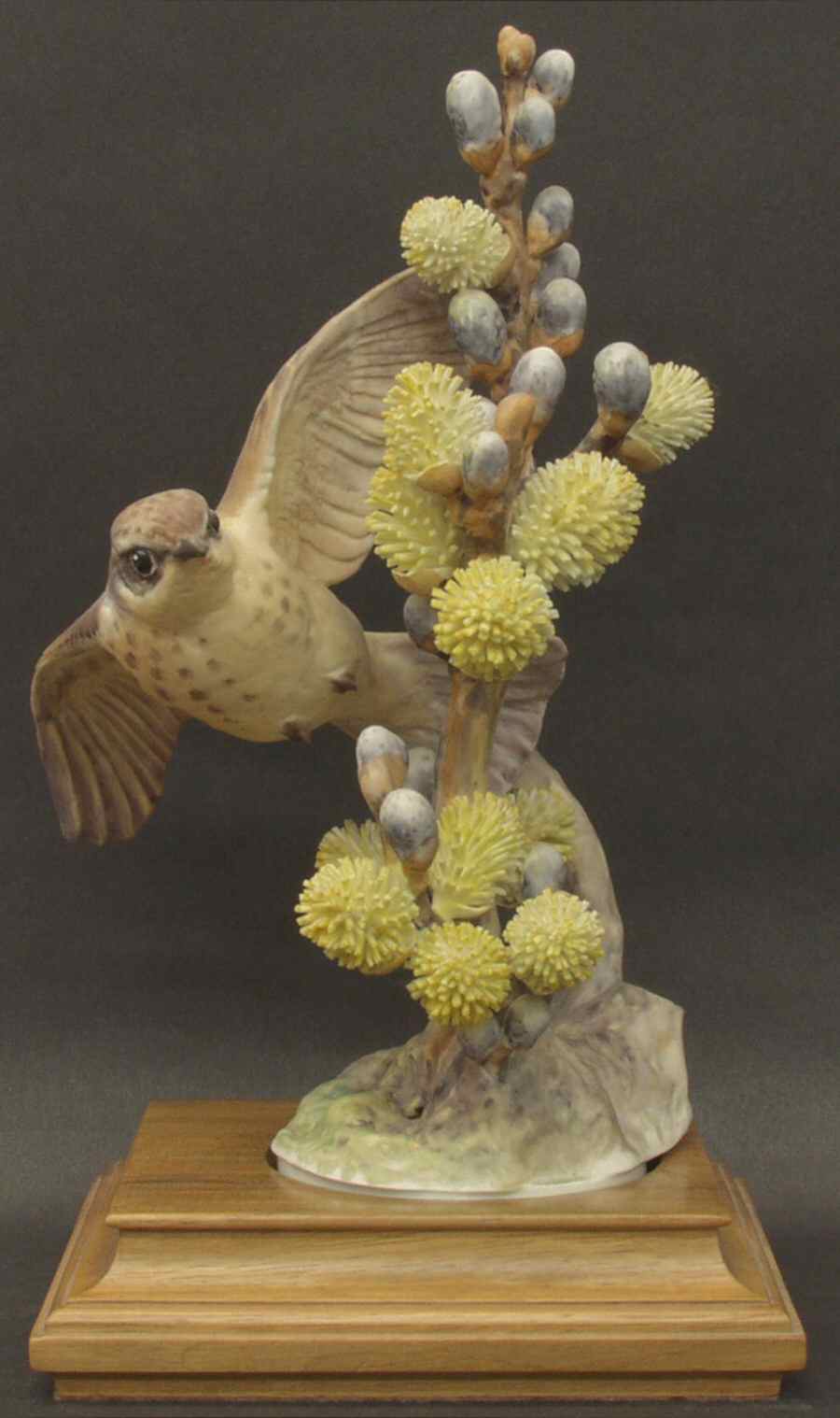 Doughty American Birds Hen-Vermillion Flycathers & Pussy Willow - Boxed by Royal Worcester-1