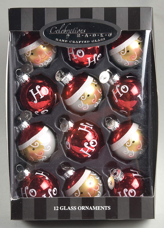 Celebrations Santa And Ho Ho Ornaments-Set Of 12 - Boxed by Christopher Radko-1