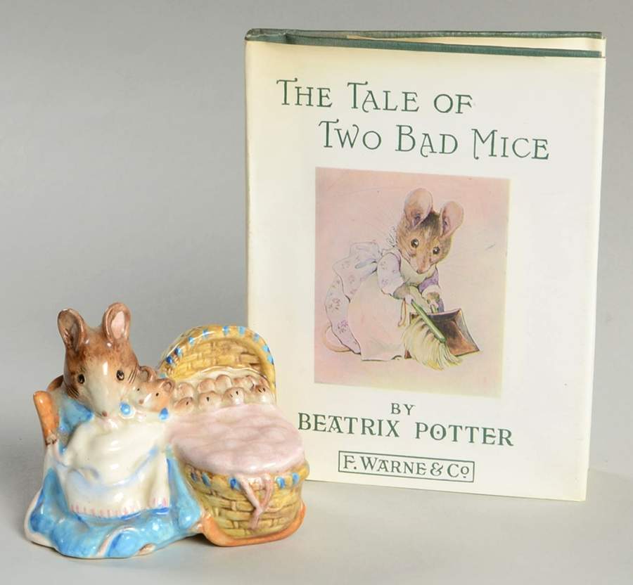 Beatrix Potter Book & Figurine Set The Tale Of Two Bad Mice-Hunca Munca - Boxed by Royal Doulton-1