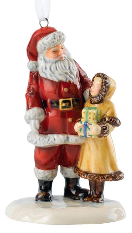 Traditional Christmas Ornaments Santa With Girl - Boxed by Royal Doulton-1