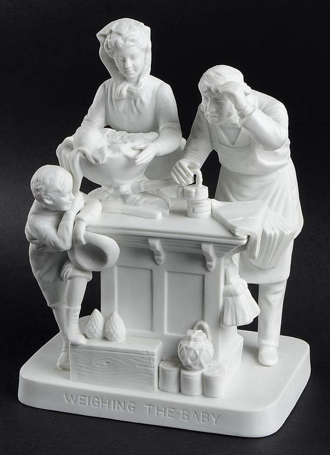 Rogers Group White Figurines Weighing The Baby - No Box by Reed & Barton-1