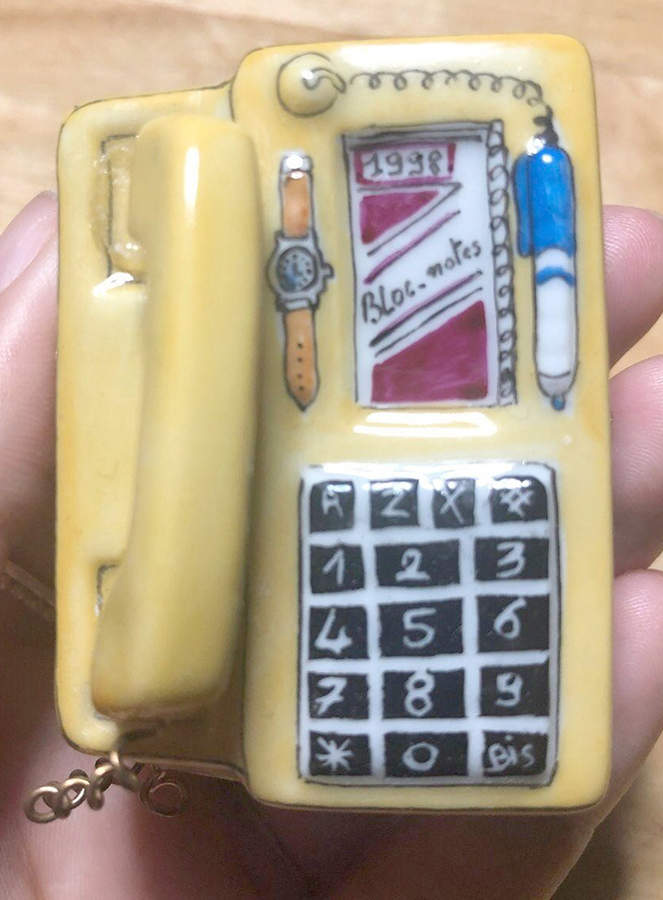 RCM Limoges Boxes Telephone Box,Yellow - No Box by Rcm-1