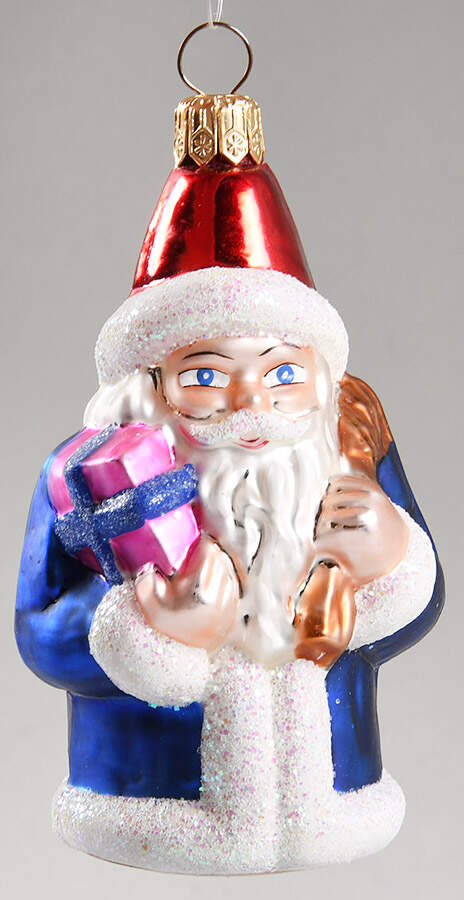 Santas Blue Santa-Dark Blue/Pink Gift - No Box by Christopher Radko-1