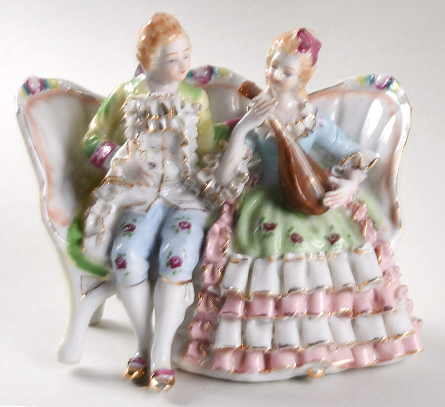 Royal (Japan) Figurines Man & Lady Sitting On Sofa - No Box by Royal (Japan)-1