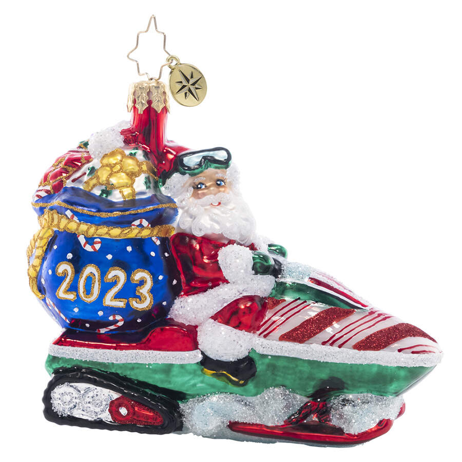 2023 Dated Ornaments Vroom Vroom Santa - No Box by Christopher Radko-1