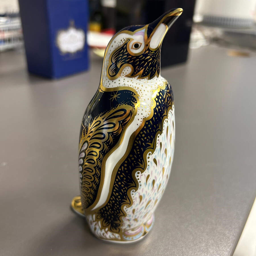 Sinclair's Endangered Species Paperweights Galapagos Penguin - With Box by Royal Crown Derby-1