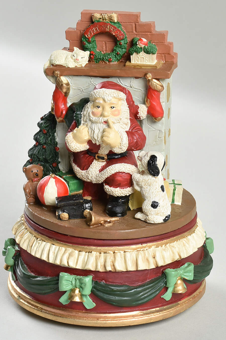 Christmas Carol Music Box Santa Coming Down The Chimney - Boxed by RGA Industries-1