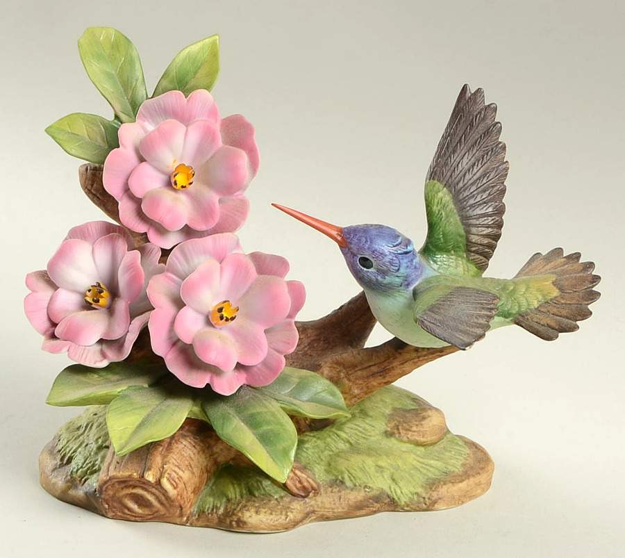 Sadek Bird Figurines Violet Crown Hummingbird With Azaleas - No Box by Sadek-1