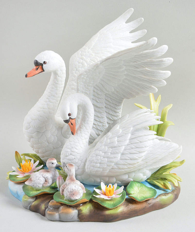 Sadek Bird Figurines White Mute Swan Family - Boxed by Sadek-1