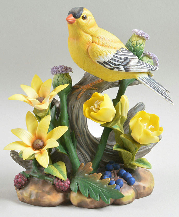 Sadek Bird Figurines Goldfinch With Sunflowers - With Box Bx359 by Sadek-1